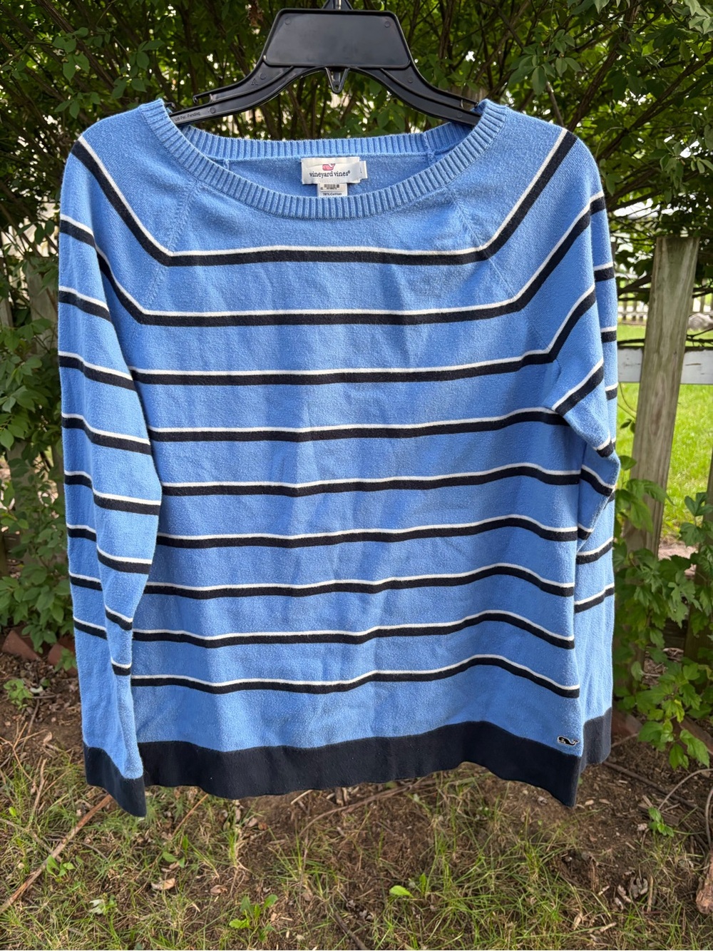 Vineyard Vines Light Blue Striped Scoop Neck Sweater